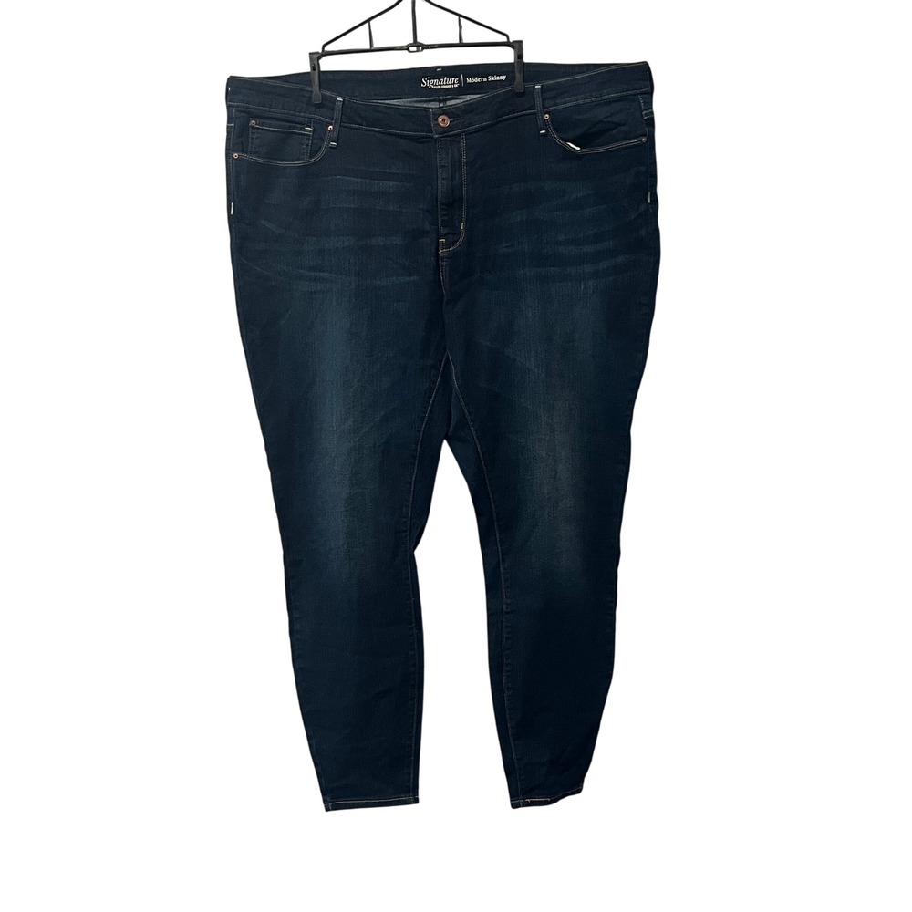 Signature by Levi Strauss Modern Skinny‎ Womens 44x30 Dark Blue Stretch Plus